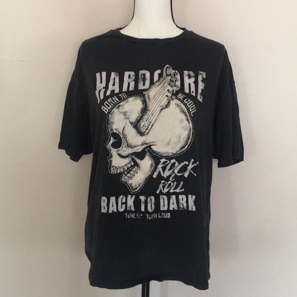 ZARA Grey rock n roll T Shirt with Design like NEW